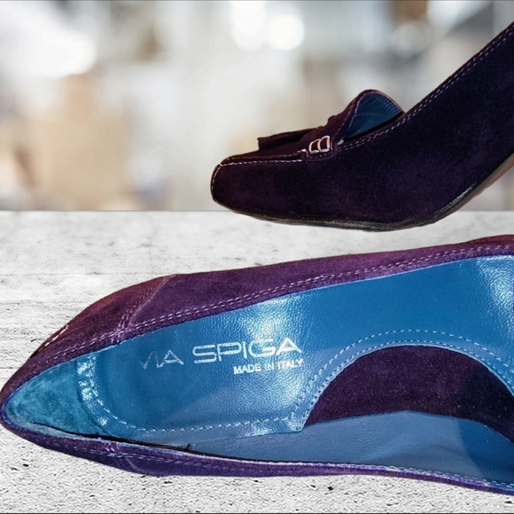VIA SPIGA | ✨🪻NICE ✨ Purple Suede Squared-Toe 3" Heels | Size 6 M - Picture 10 of 14